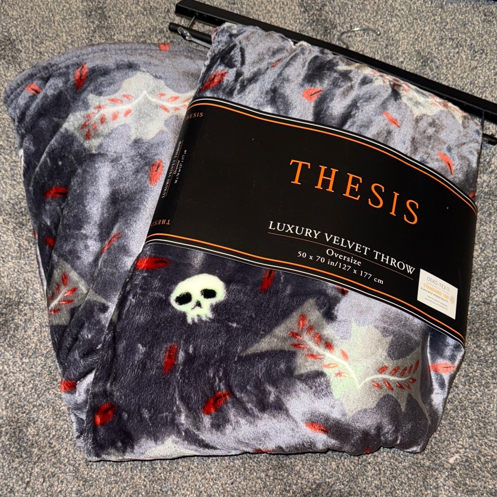 Thesis Luxury Velvet Throw Blanket - Gray and Orange